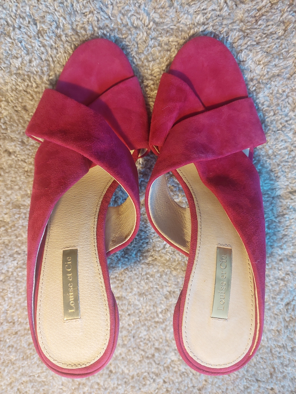 Louise et Cie Halloway II Suede Mule Heels Pink Fuchsia Slide Sandals 8.5 M